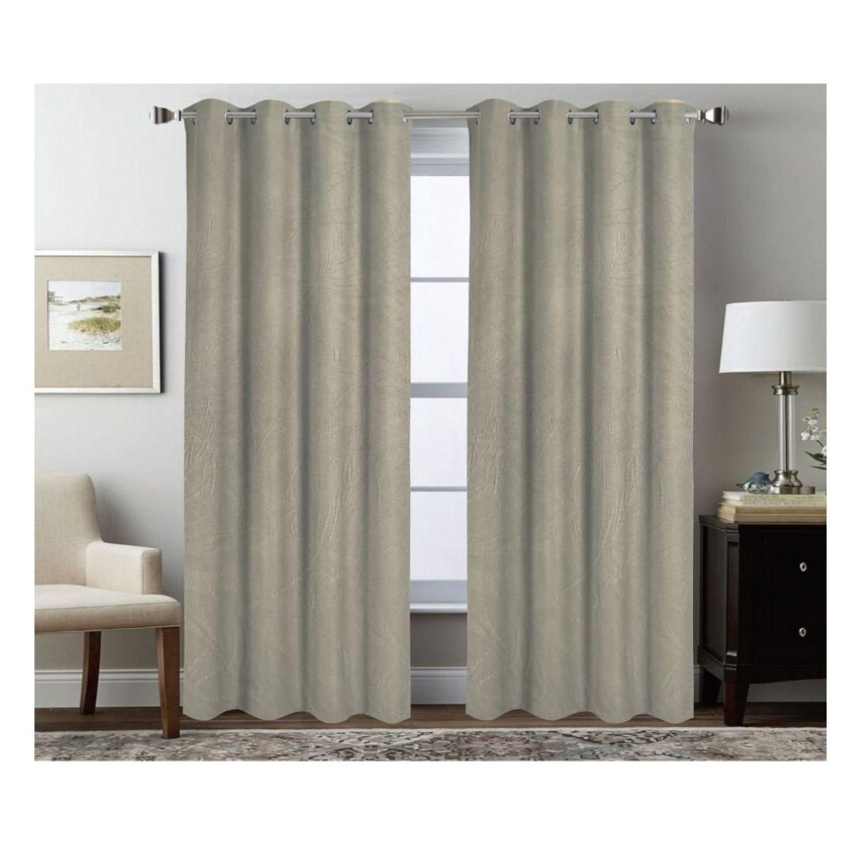 GENERICO - Cortina Blackout Jacquard Engomadas Set 2 Paños 140 x 230 cm - Café