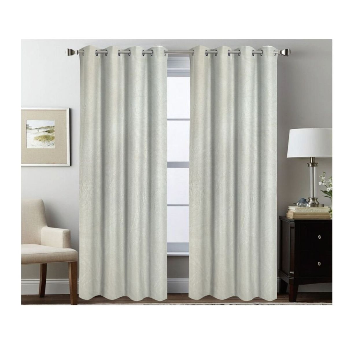 GENERICO - Cortina Blackout Jacquard Engomadas Set 2 Paños 140 x 230 cm - Beige