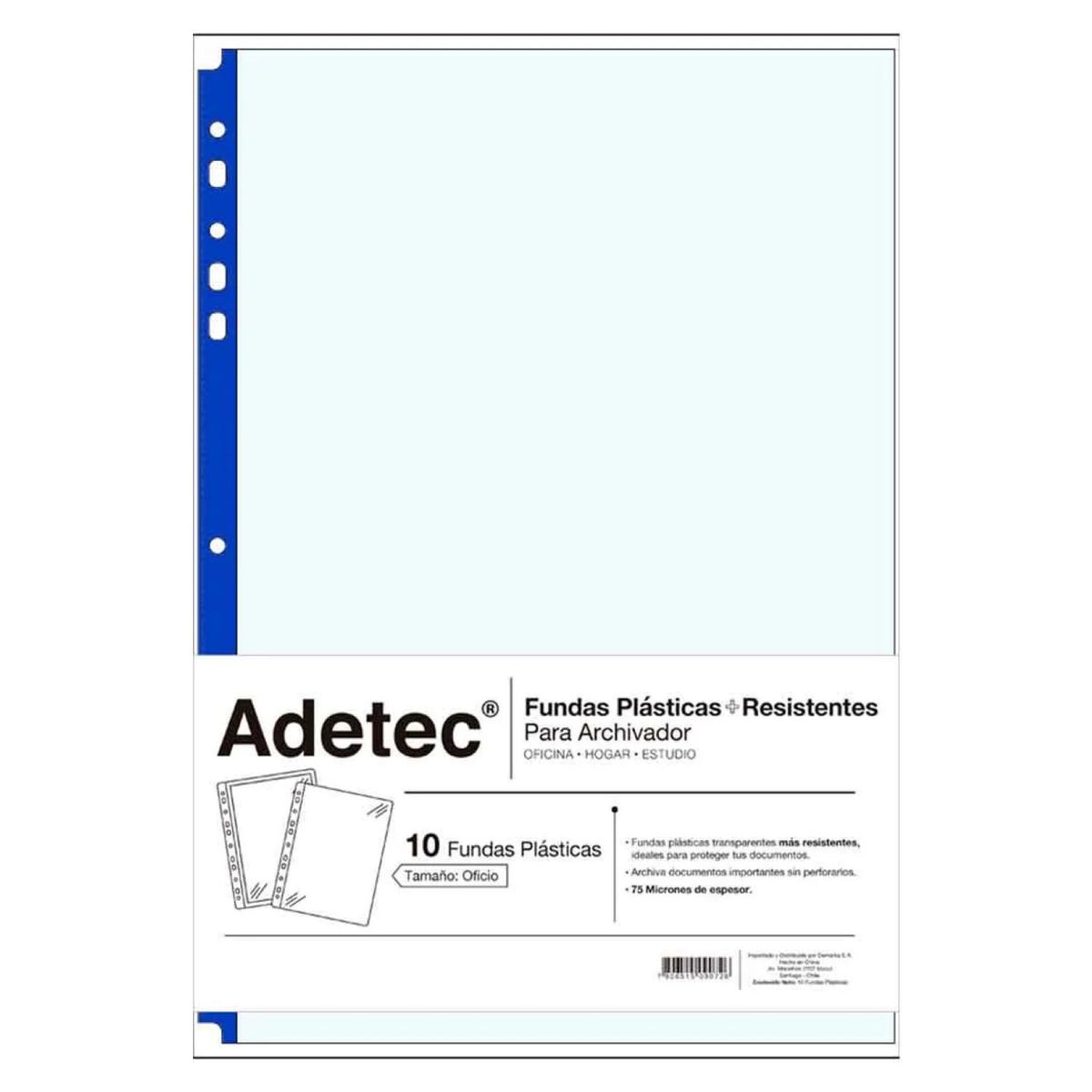 ADETEC - Funda Resistente Para Archivador Oficio Azul 10 Unidades