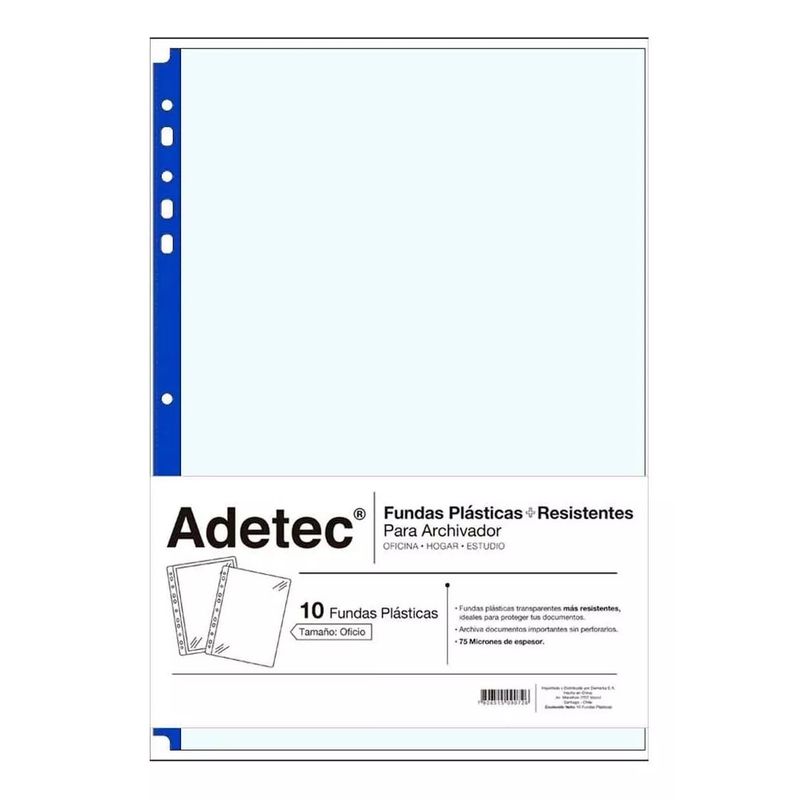 ADETEC - Funda Resistente Para Archivador Oficio Azul 10 Unidades