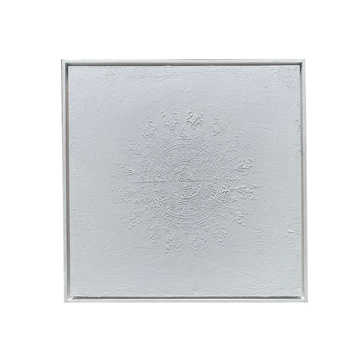 GENERICO - Cuadro Decorativo Mandala Blanco Textura Relieve Moderno 80x80 cm