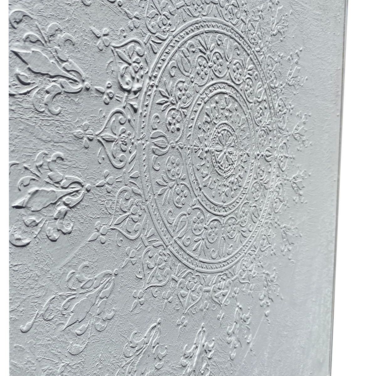 GENERICO - Cuadro Decorativo Mandala Blanco Textura Relieve Moderno 80x80 cm
