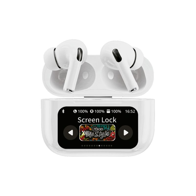 MLAB - Audífonos Tws Anc Enc Air Smart Touch Screen Pro Blanco 09368