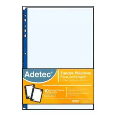 ADETEC - Funda Plástica Para Archivador Oficio Azul 10 Unidades