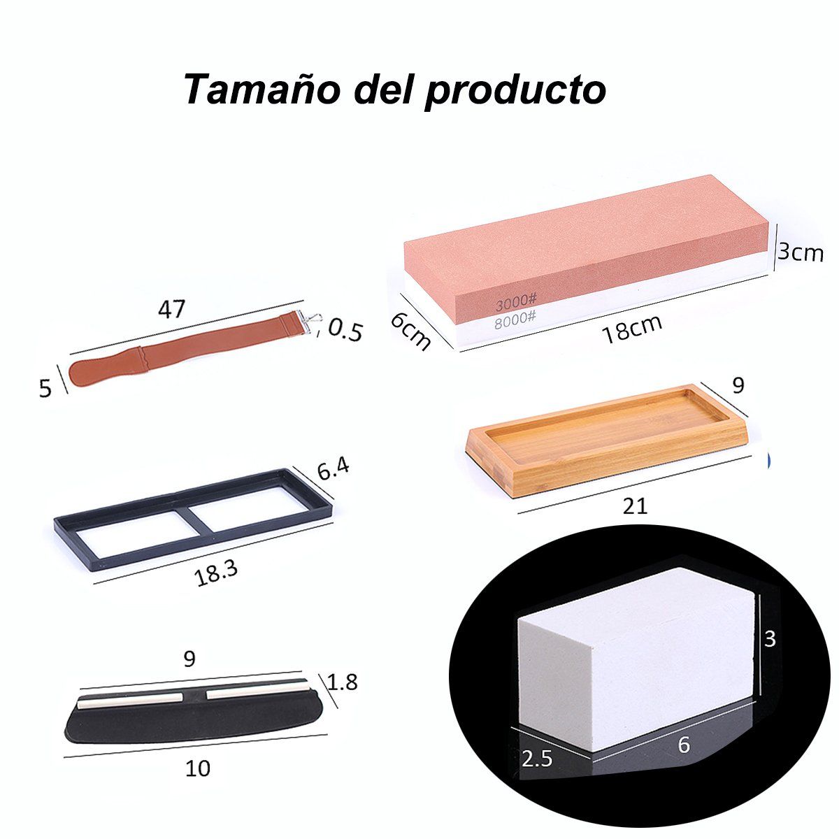 BITART - Set Piedras De Afilar 4001000 30008000 + Base Bambú + Guía