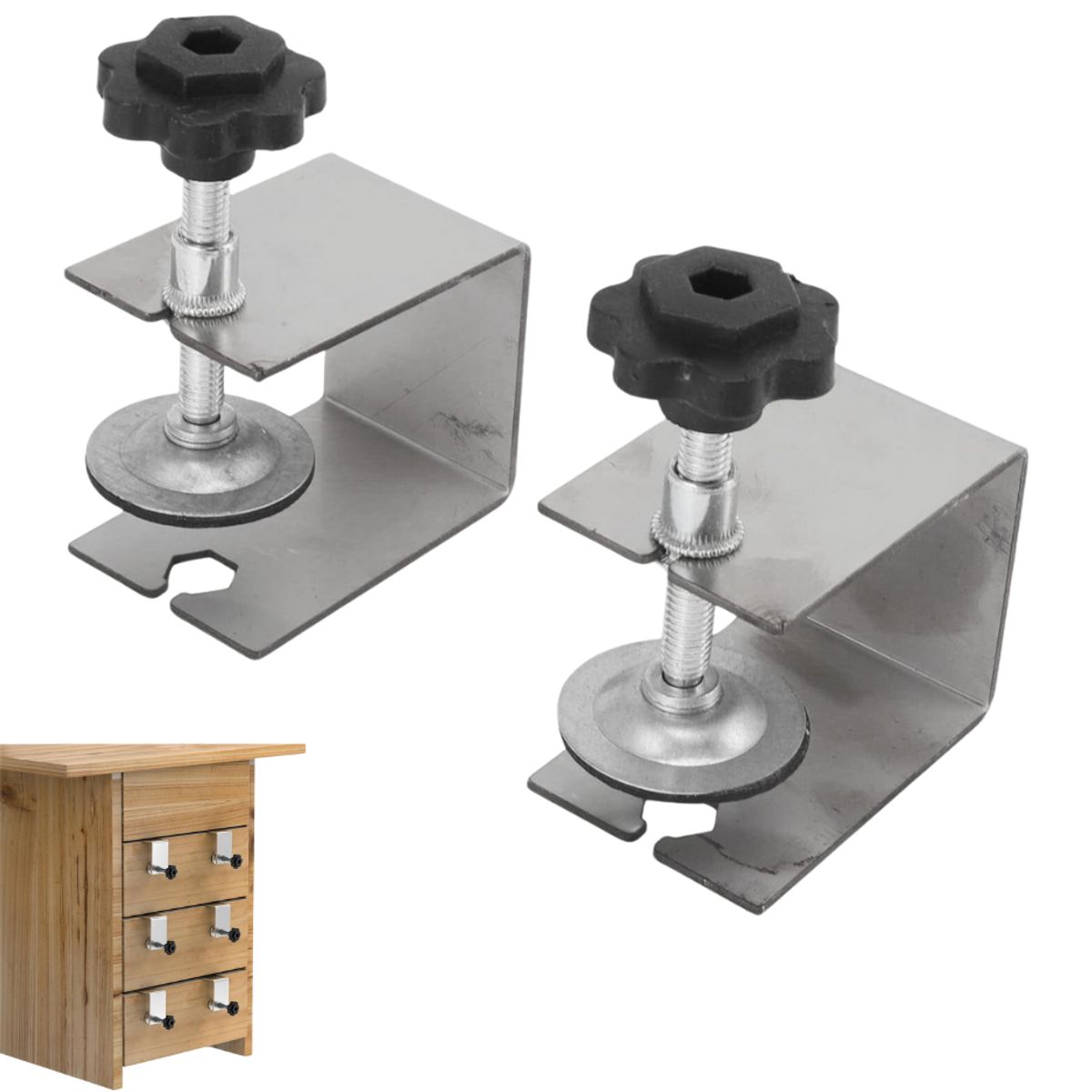 GENERICO - 2 Abrazaderas Para Instalación Frontal De Cajón 2mm