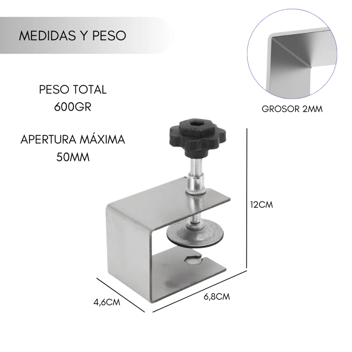 GENERICO - 2 Abrazaderas Para Instalación Frontal De Cajón 2mm