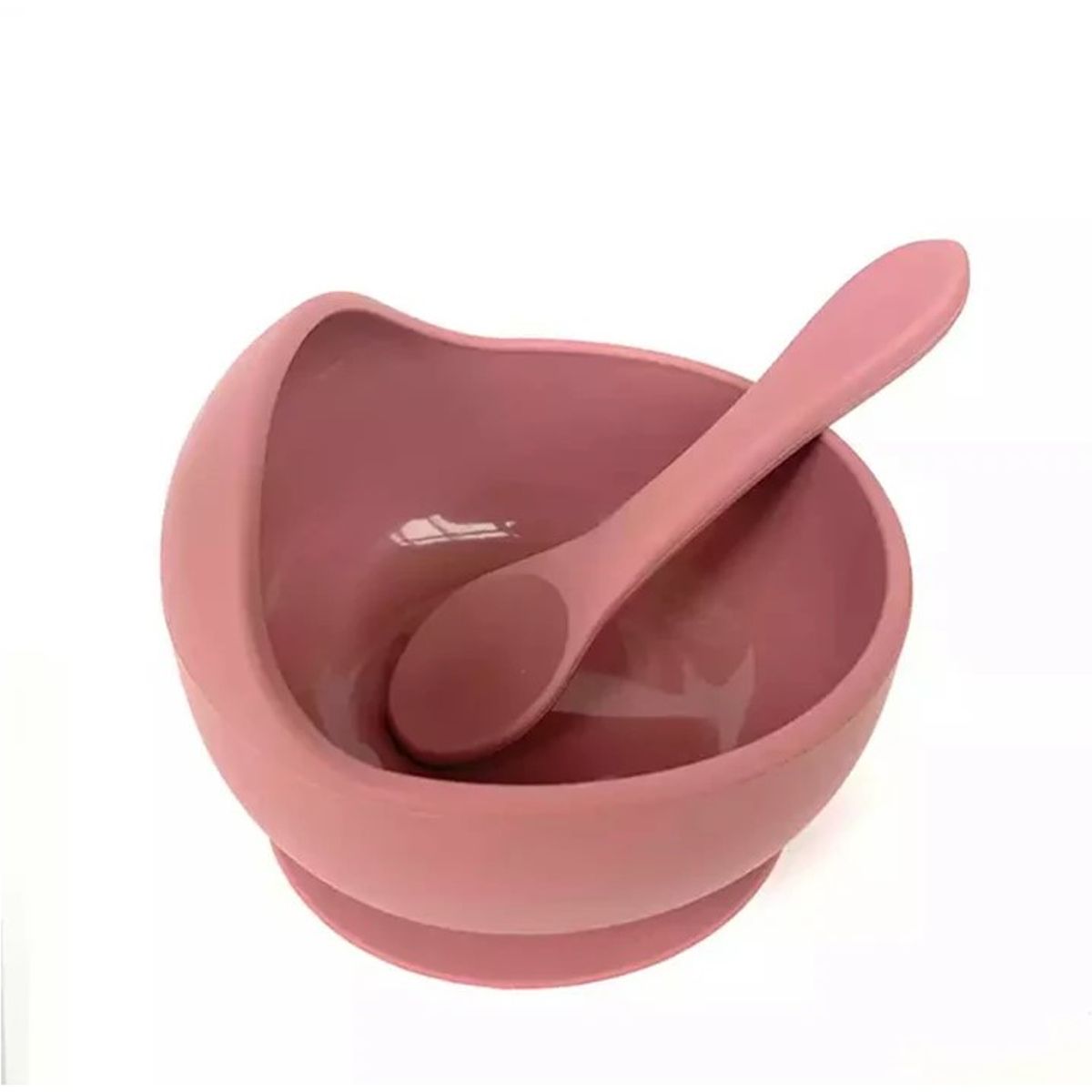 BOMBUKIDS - Plato bowl infantil antiderrame con cuchara rosa silicona