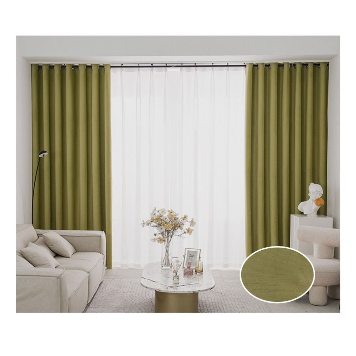 GENERICO - Cortina Blackout Terciopelo Set 2 Paños 140 x 230 cm - Verde 0711