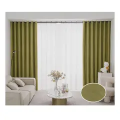 GENERICO - Cortina Blackout Terciopelo Set 2 Paños 140 x 230 cm - Verde 0711