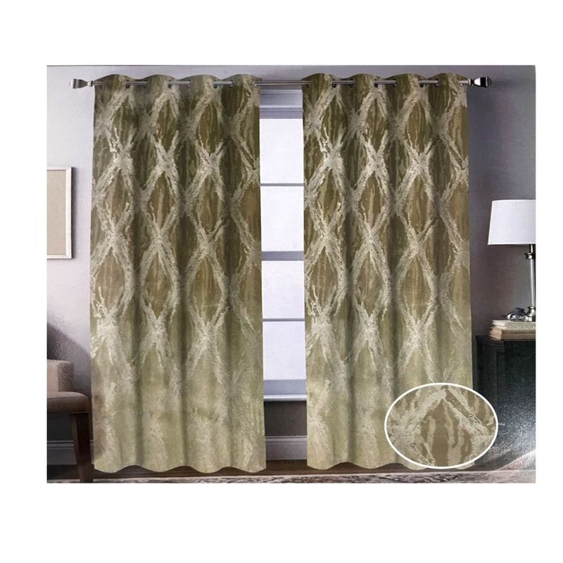 GENERICO - Cortina Blackout Jacquard Set 2 Paños 140 x 230 cm - Kaki 0541
