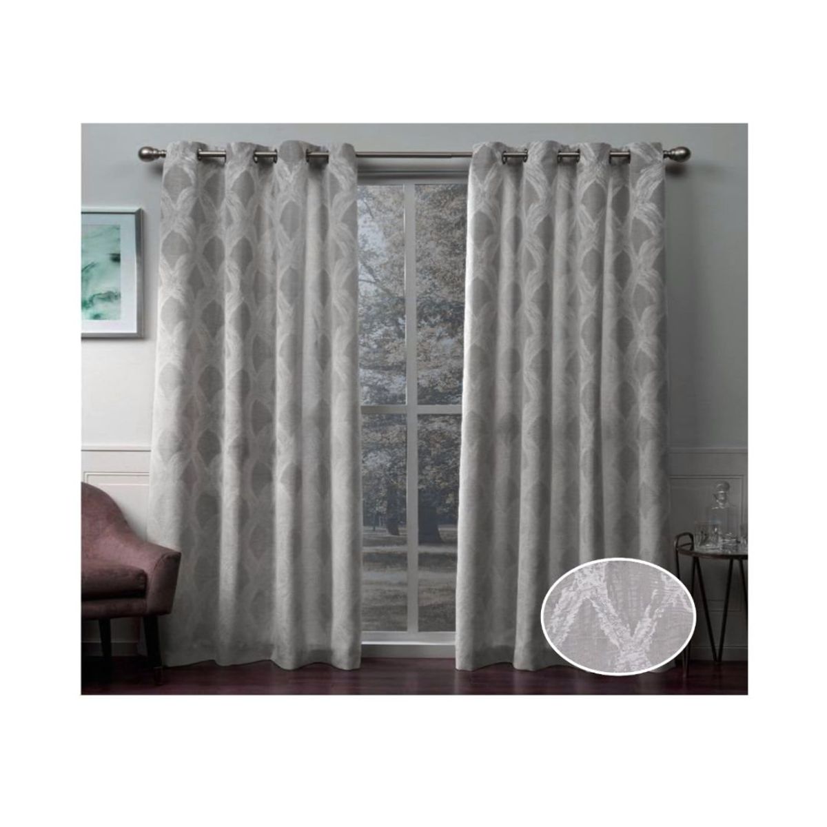 GENERICO - Cortina Blackout Jacquard Set 2 Paños 140 x 230 cm - Gris 0540