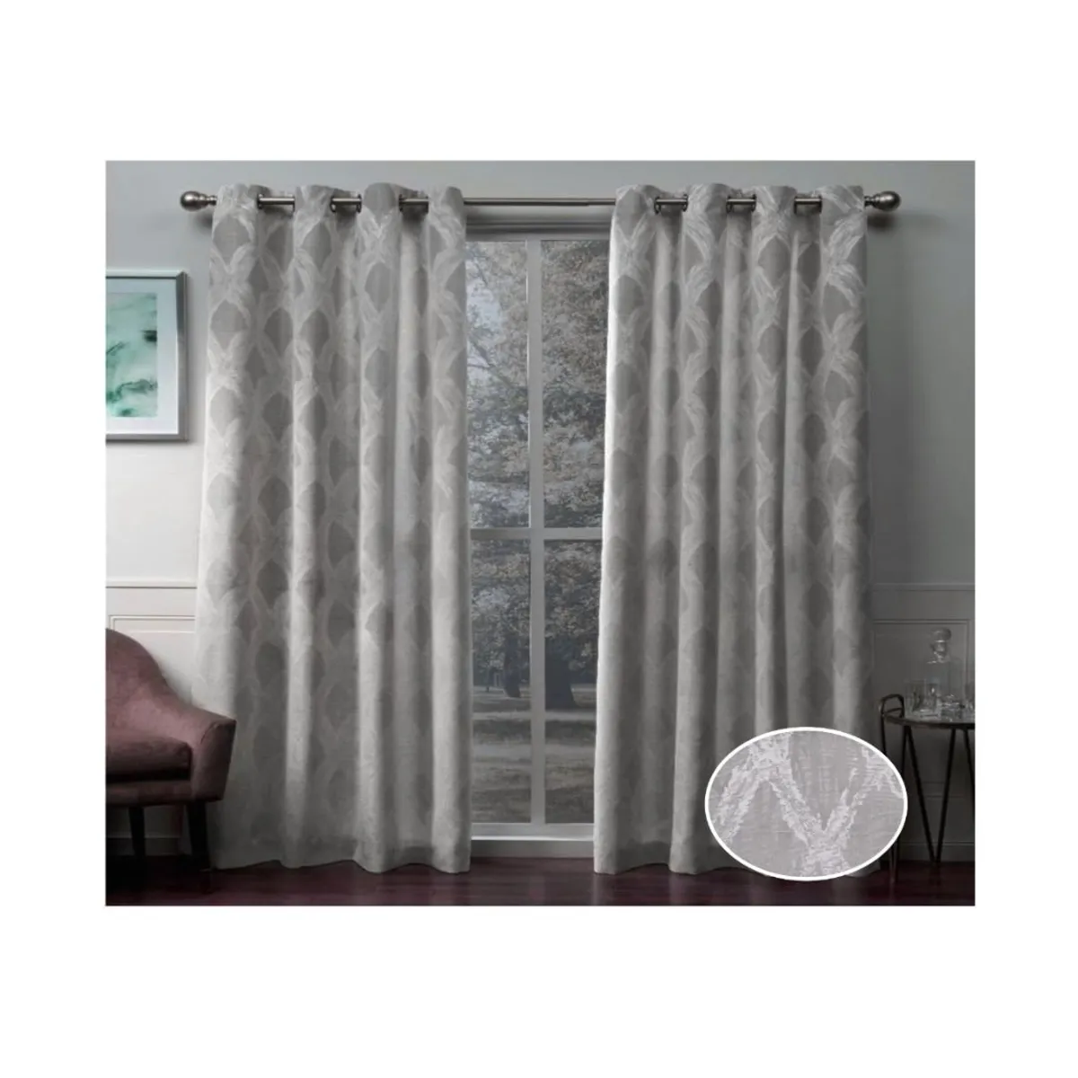 GENERICO - Cortina Blackout Jacquard Set 2 Paños 140 x 230 cm - Gris 0540