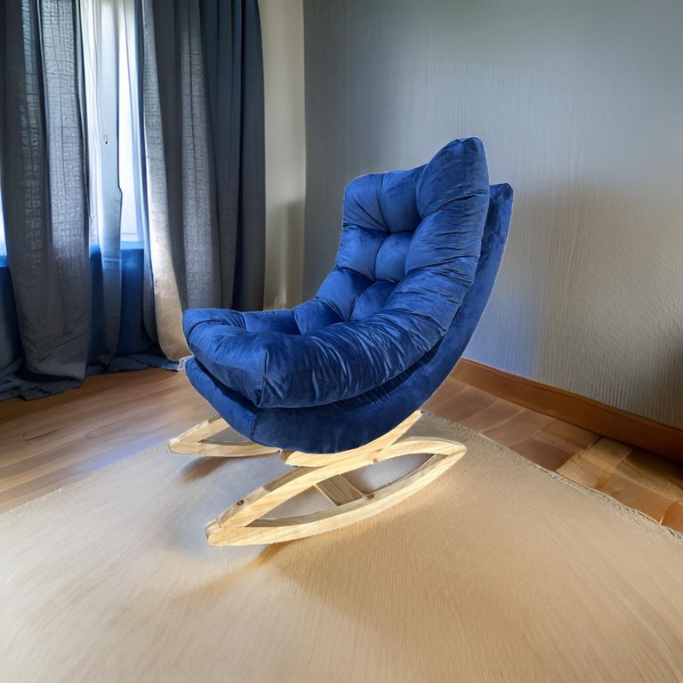 SILLA MECEDORA COQUETTE AZUL MARINO FELPA