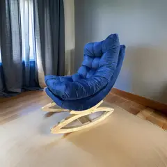 MUEBLES NEW - SILLA MECEDORA COQUETTE AZUL MARINO FELPA
