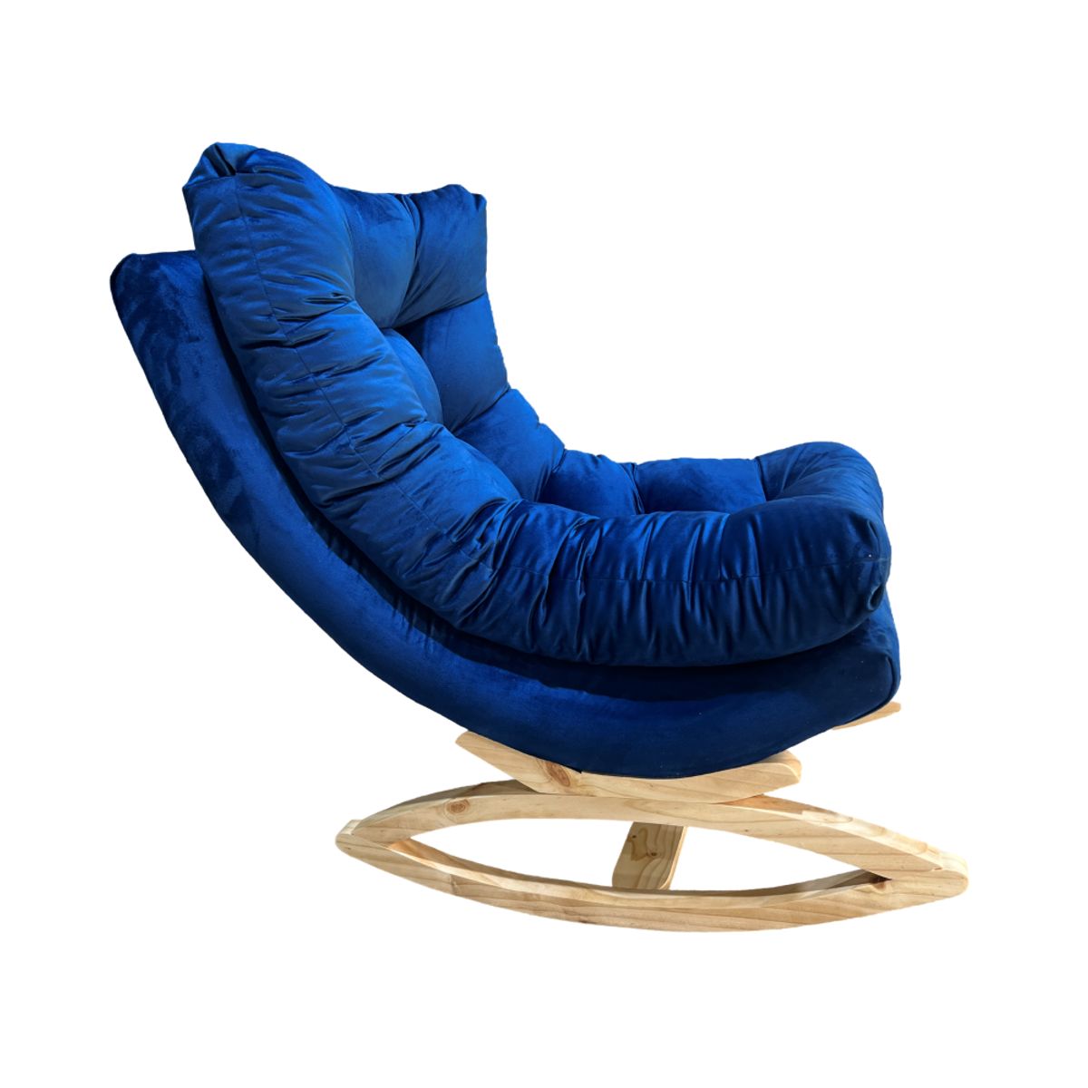 MUEBLES NEW - SILLA MECEDORA COQUETTE AZUL MARINO FELPA.