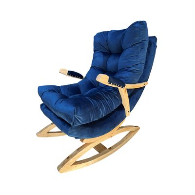 Imagen 2 del producto SILLA MECEDORA COQUETTE CON APOYA BRAZO AZUL MARINO FELPA.