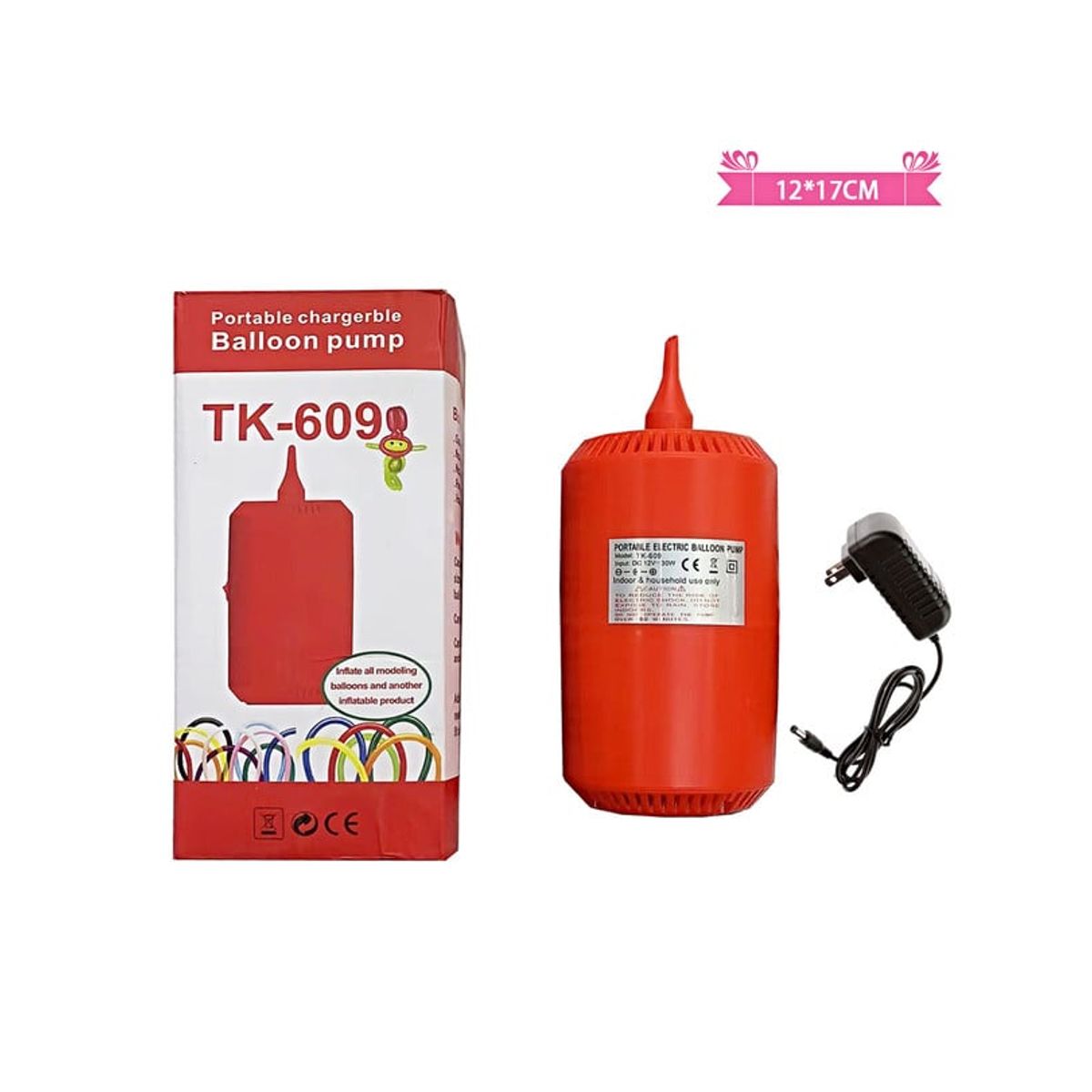 GENERICO - INFLADOR DE GLOBO ELECTRICO 220V ROJO