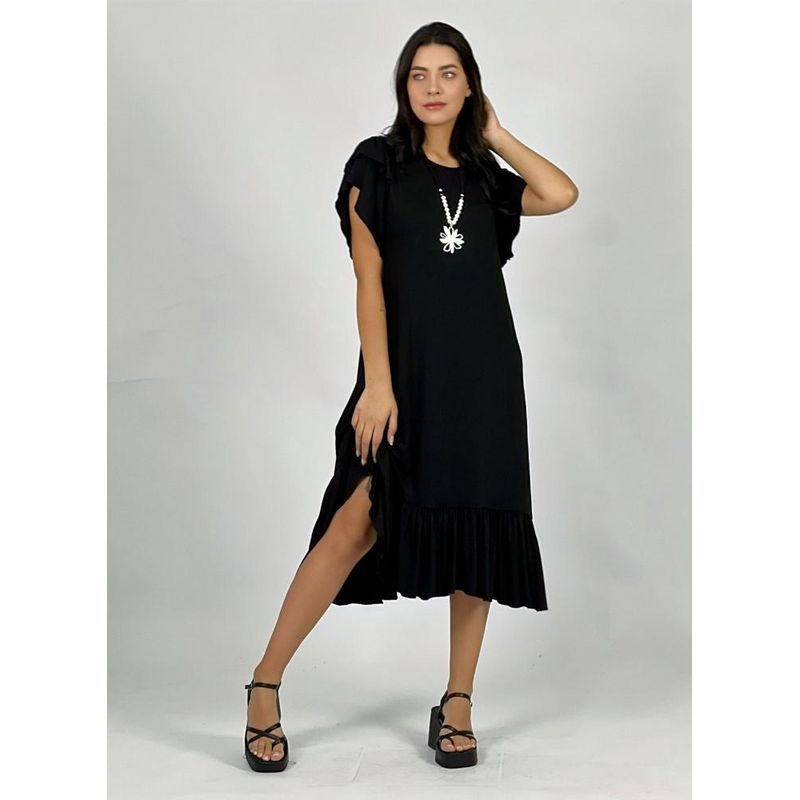 ENIGMATICA BOUTIQUE - Vestido Algodón con Faroleos - Azul - Único