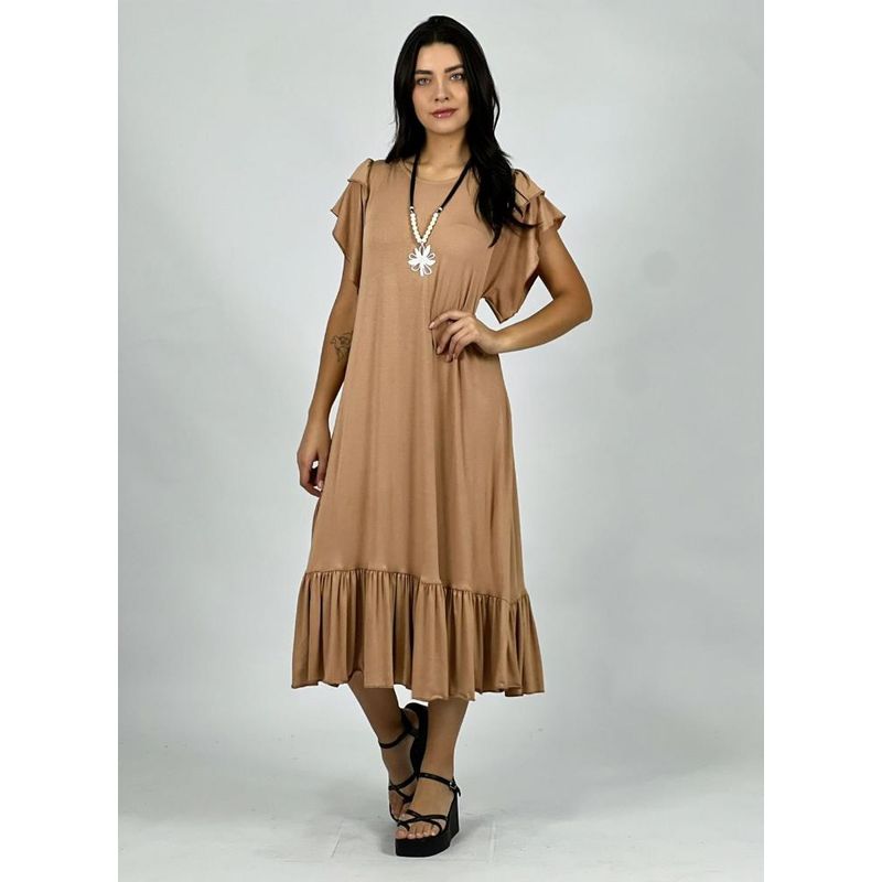 ENIGMATICA BOUTIQUE - Vestido Algodón con Faroleos - Azul - Único