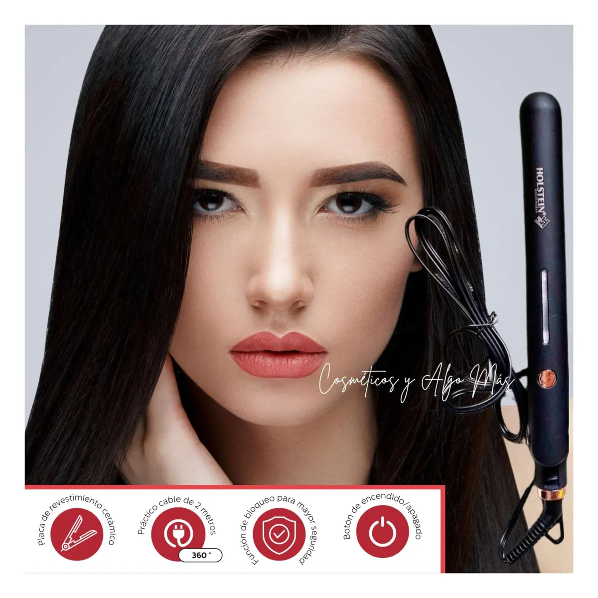 HOLSTEIN HOUSEWARES - Set Holstein de Secador profesional 2000 WATTS y plancha IRON FLAT