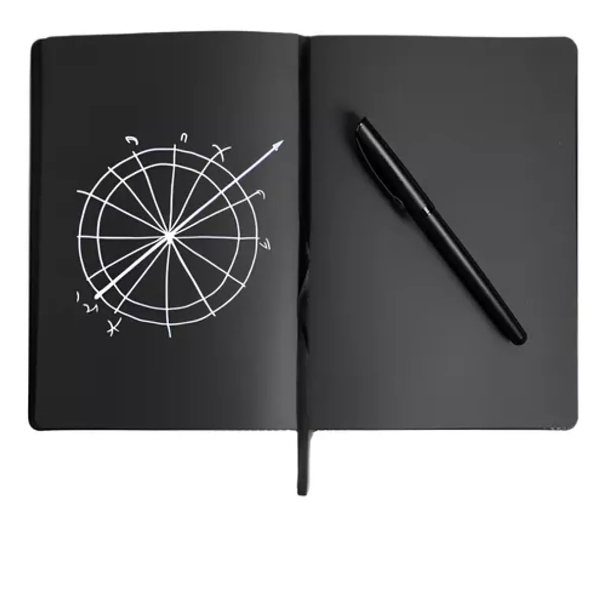 GENERICO - Cuaderno Negro Planner Hojas Negras A5 Agenda Con 2 Lápices