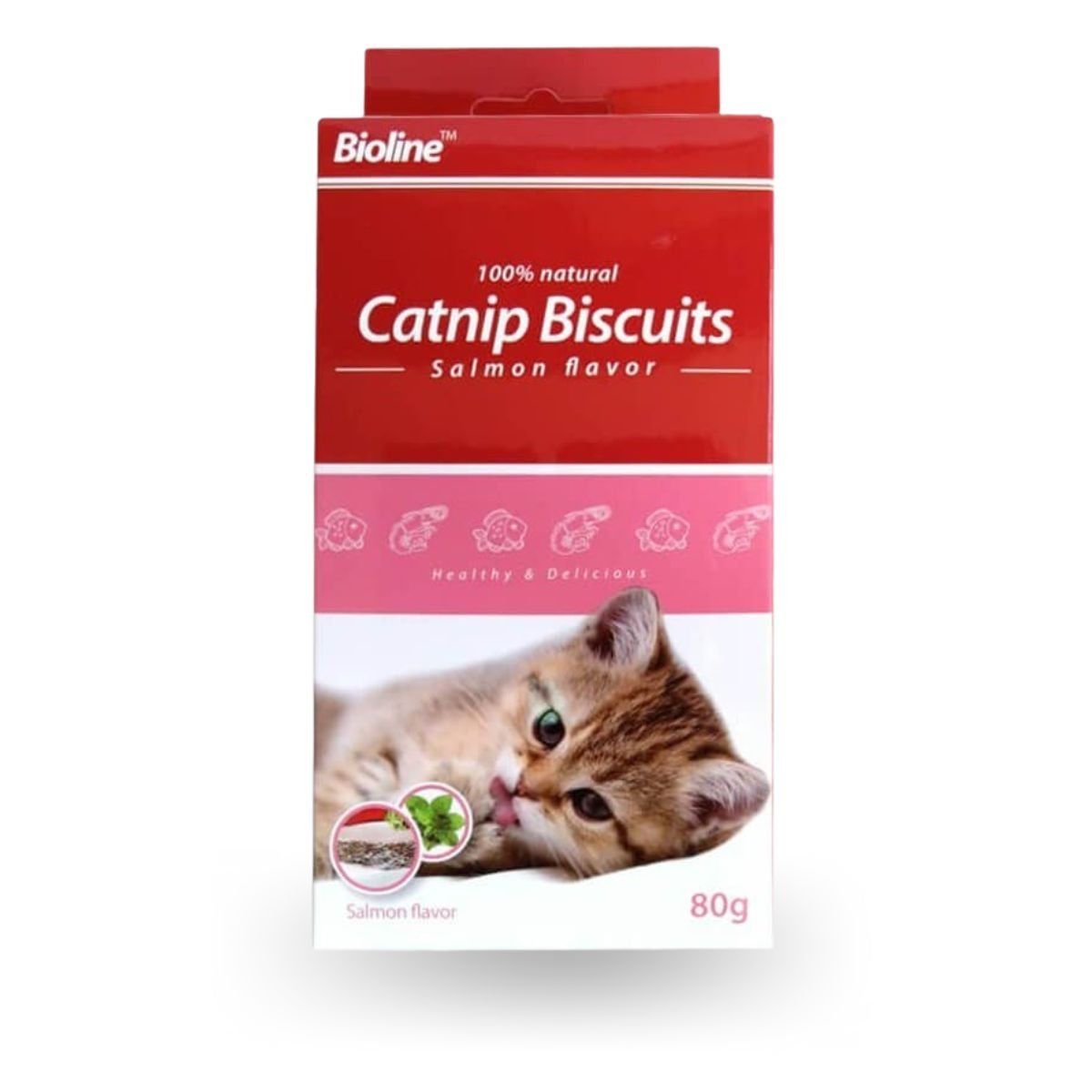 BIOLINE - Snack Galletas de Catnip y Salmón 80g para Gatos
