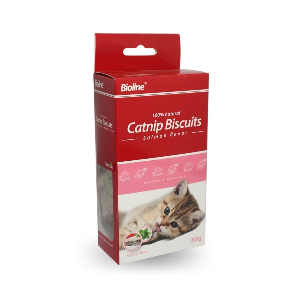 BIOLINE - Snack Galletas de Catnip y Salmón 80g para Gatos