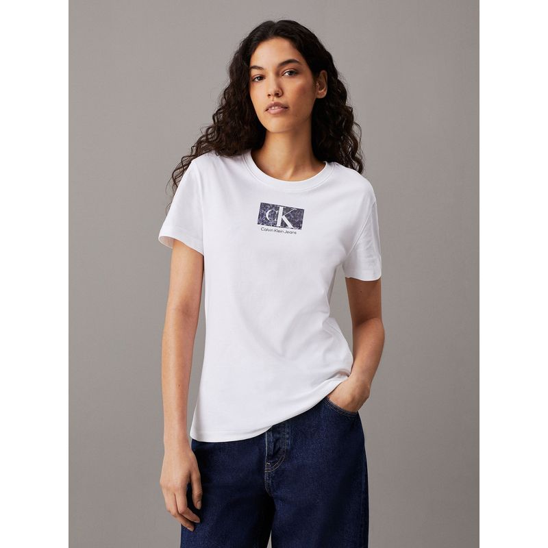 CALVIN KLEIN - Polera Printed Box Slim Blanco Calvin Klein