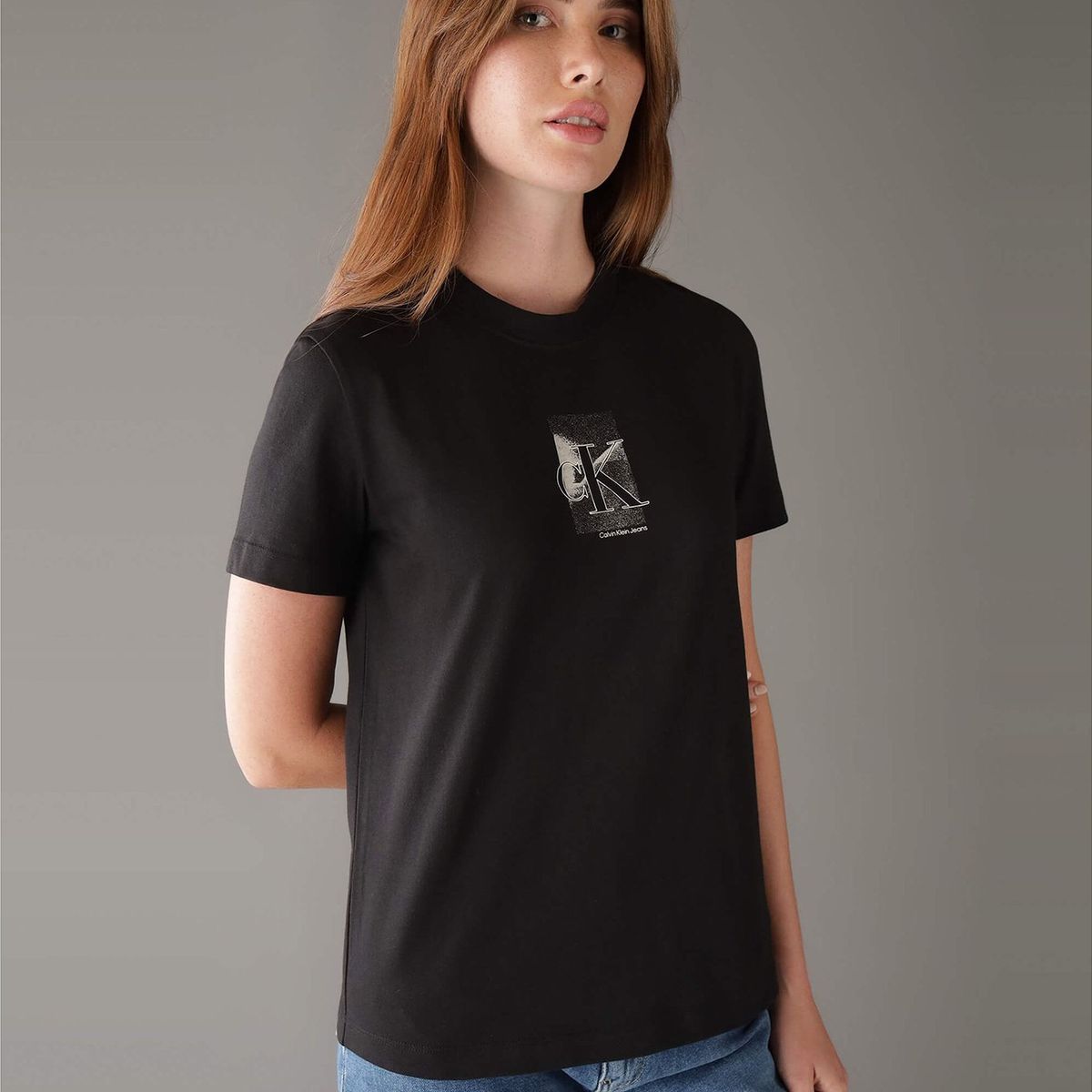 CALVIN KLEIN - Polera Diffused Ck Regular Negro Calvin Klein