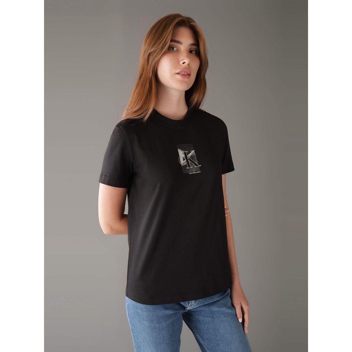 CALVIN KLEIN - Polera Diffused Ck Regular Negro Calvin Klein