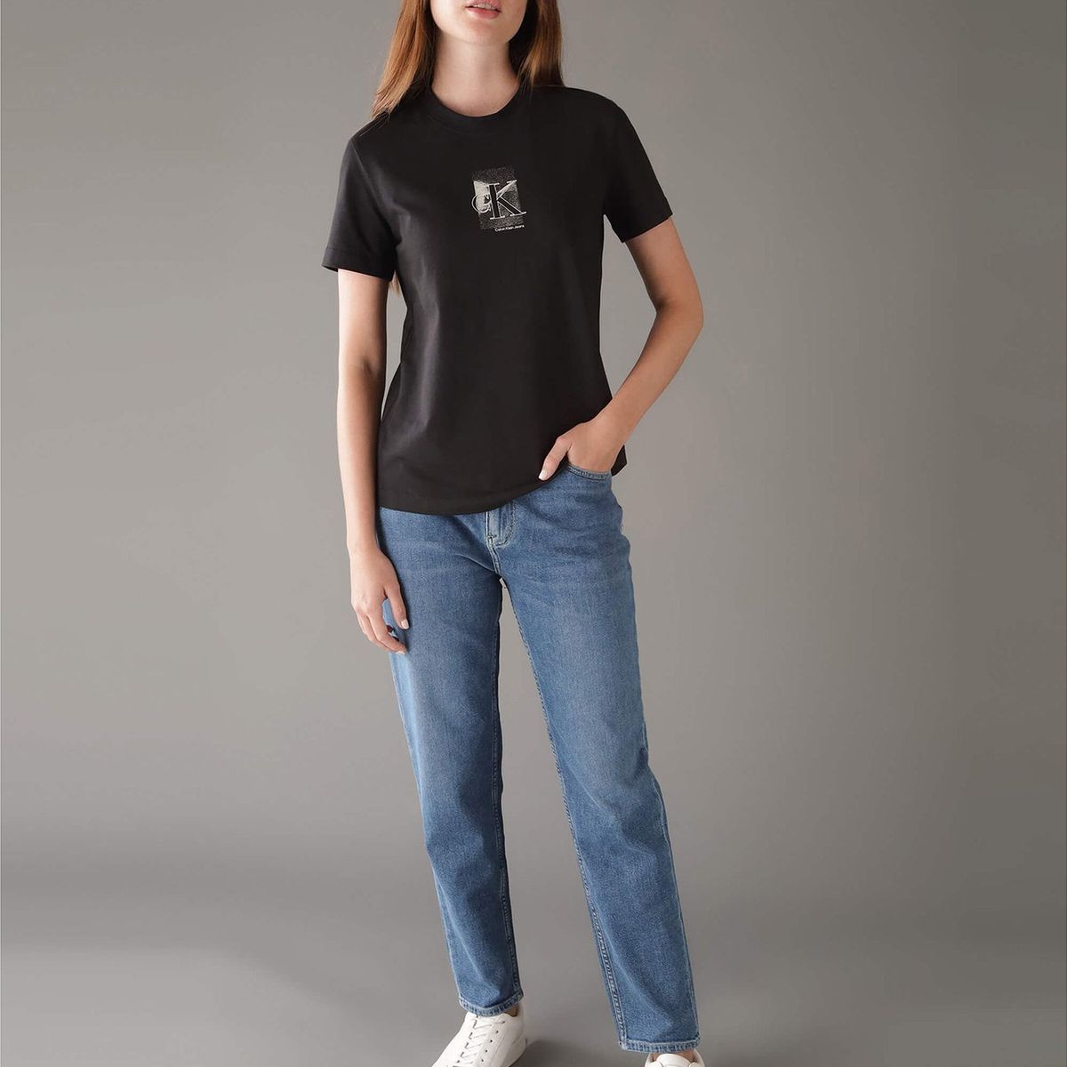 CALVIN KLEIN - Polera Diffused Ck Regular Negro Calvin Klein