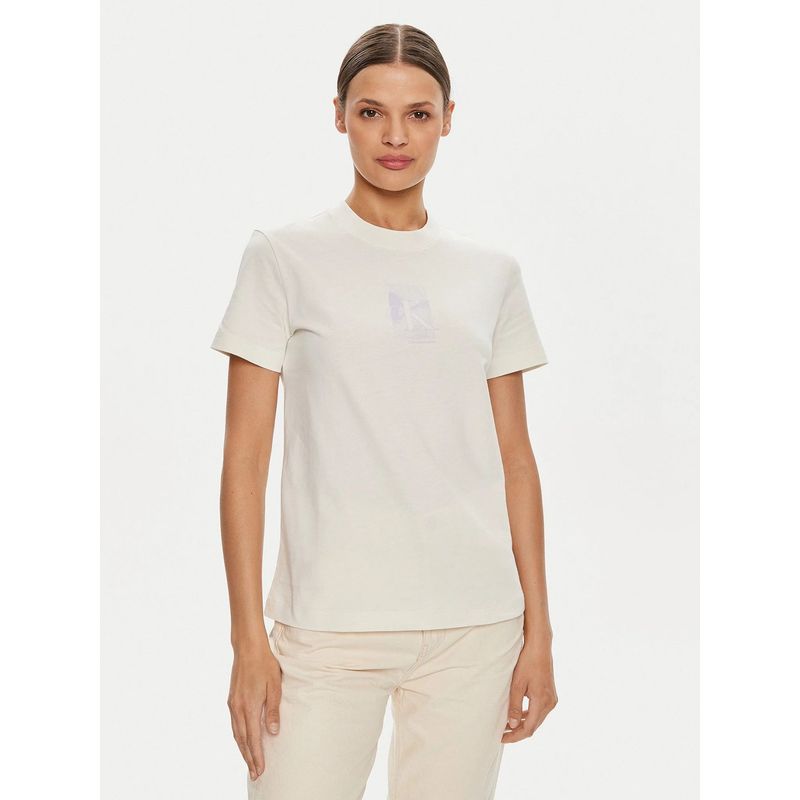 CALVIN KLEIN - Polera Diffused Ck Regular Blanco Calvin Klein