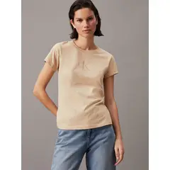 CALVIN KLEIN - Polera Burn Out Ck Slim Beige