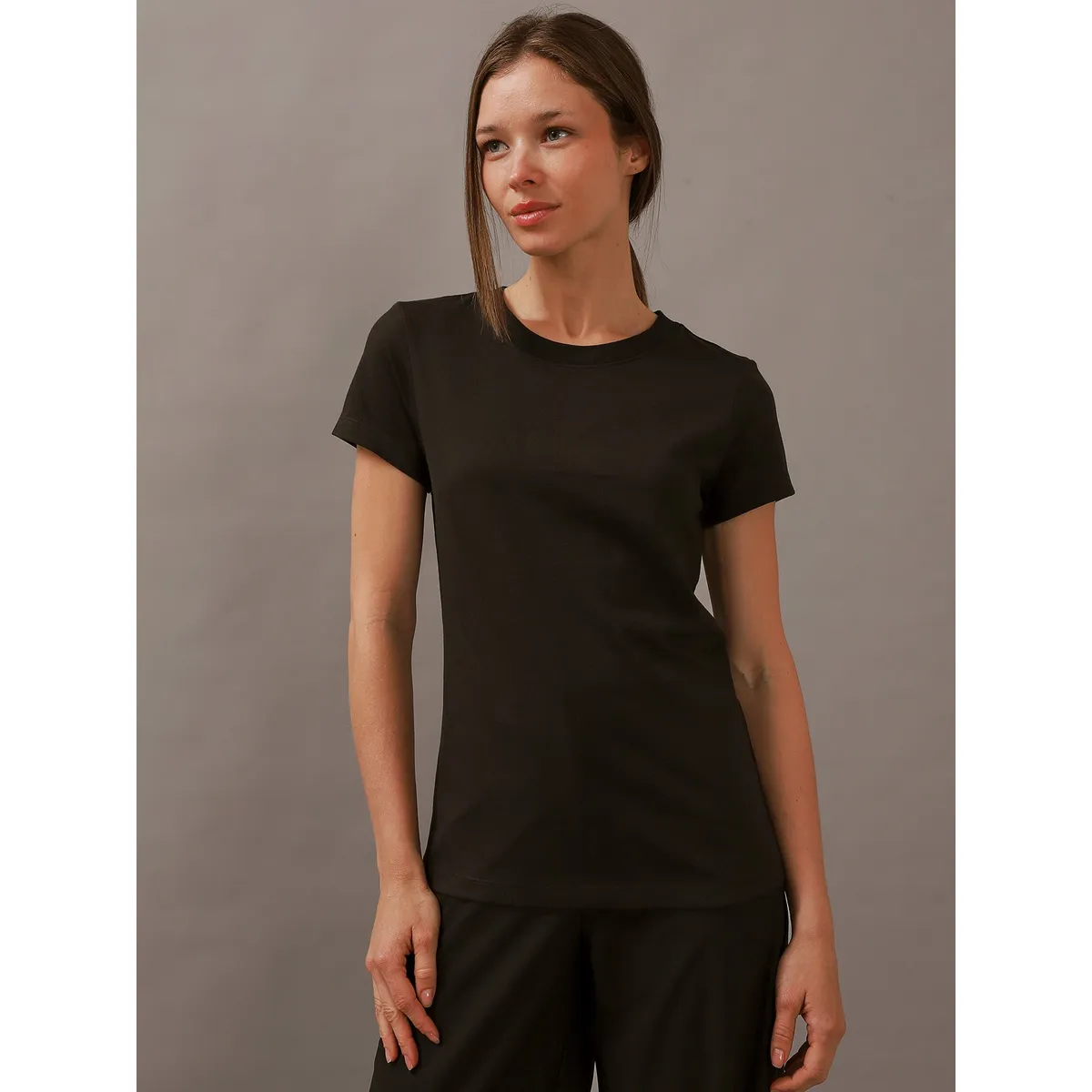 CALVIN KLEIN - Polera Burn Out Ck Slim Negro Calvin Klein