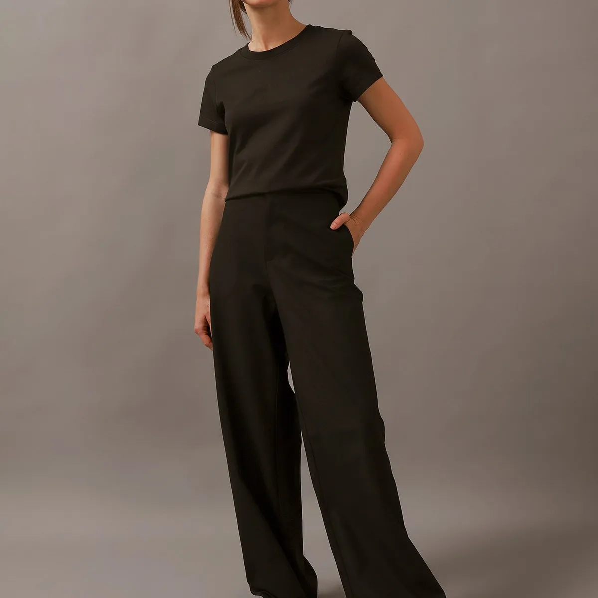 CALVIN KLEIN - Polera Burn Out Ck Slim Negro Calvin Klein