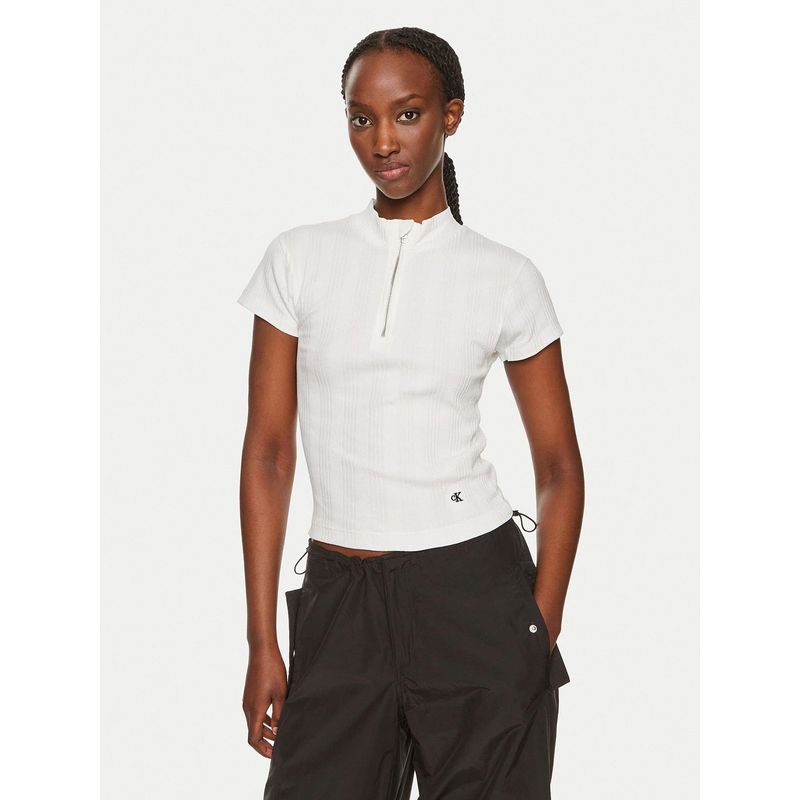 CALVIN KLEIN - Blusa Variegated Rib Half Blanco Calvin Klein