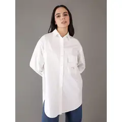 CALVIN KLEIN - Camisa Long Cotton Utility Blanco