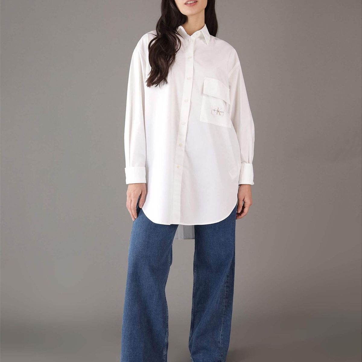 CALVIN KLEIN - Camisa Long Cotton Utility Blanco Calvin Klein