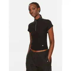 CALVIN KLEIN - Blusa Variegated Rib Half Negro