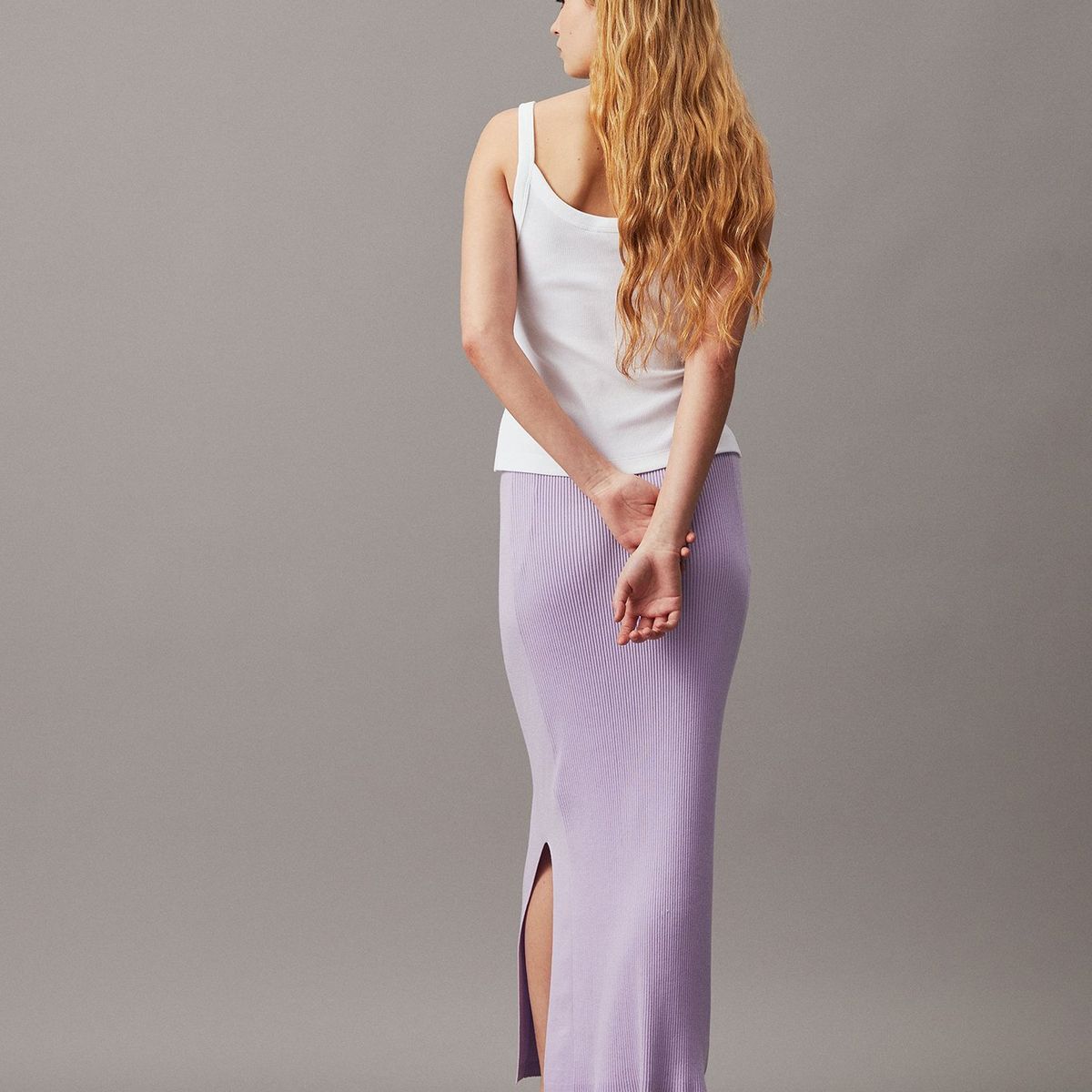 CALVIN KLEIN - Falda Woven Label Morado Calvin Klein