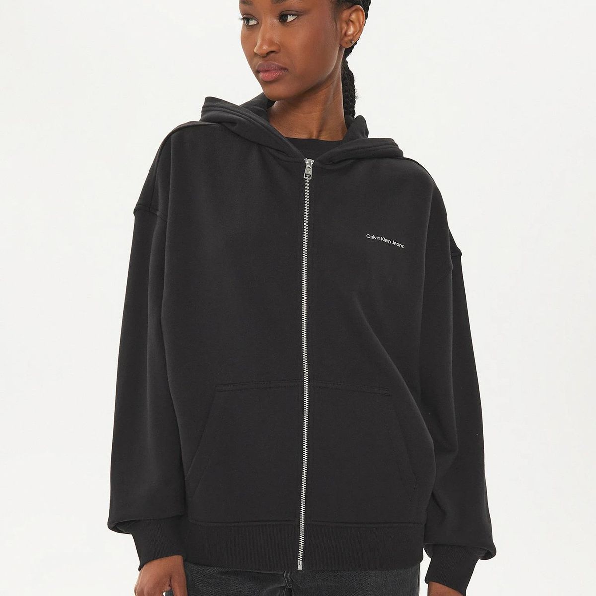 CALVIN KLEIN - Polerón Diffused Ck Zip Negro Calvin Klein