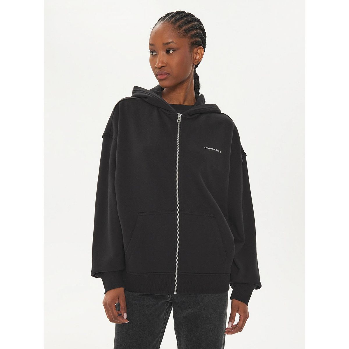 CALVIN KLEIN - Polerón Diffused Ck Zip Negro Calvin Klein