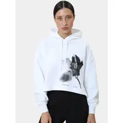 CALVIN KLEIN - Polerón con Gorro Flower Graphic Blanco