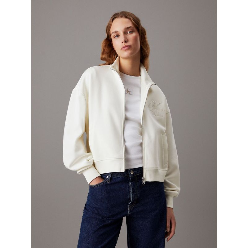CALVIN KLEIN - Polerón Satin Applique Blanco Calvin Klein