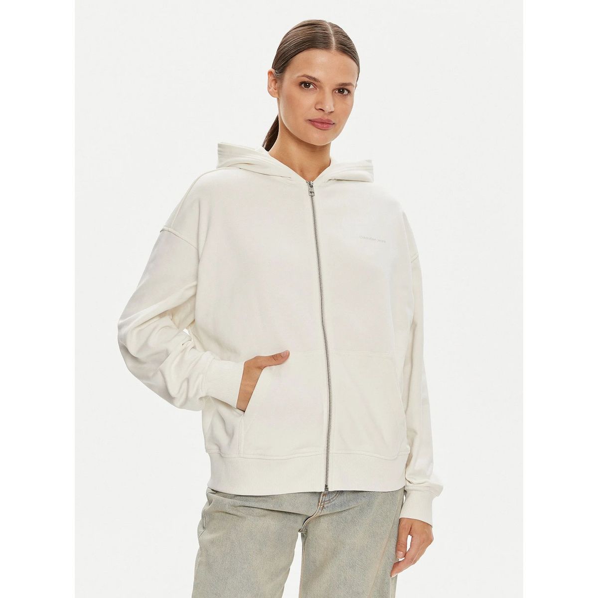 CALVIN KLEIN - Polerón Diffused Ck Mujer Blanco Calvin Klein