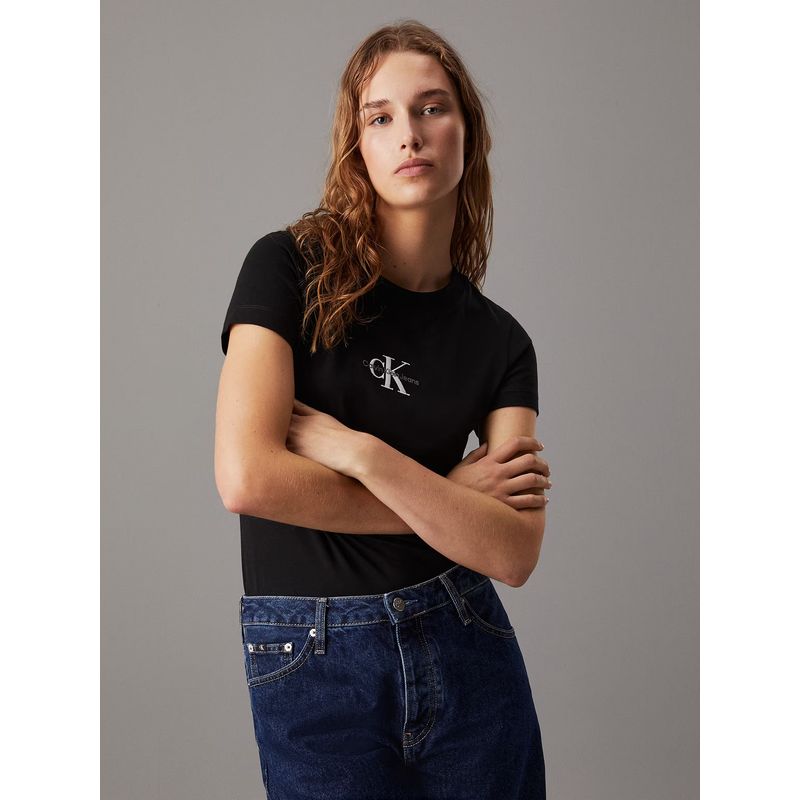 CALVIN KLEIN - Polera Monologo Slim Negro Calvin Klein