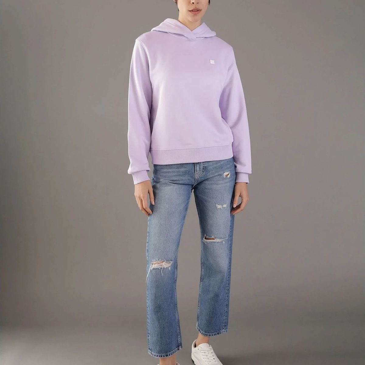 CALVIN KLEIN - Polerón con Gorro Ck Embro Badge Morado Calvin Klein