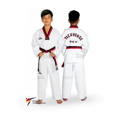 DAEDO - DOBOK PUM NIÑO CUELLO ROJONEGRO WT