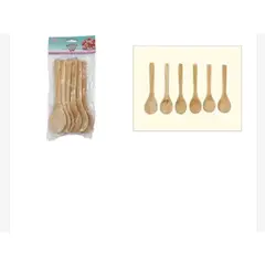 GENERICO - Cuchara De Madera 6 Piezas Cocina Mediana